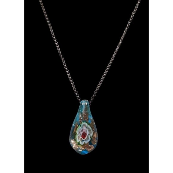 Floral Cottagecore Handblown Glass Pendant Necklace - Picture 5 of 8